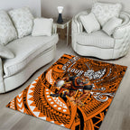 Personalised Wests Tigers Area Rug Polynesian Tribal Art Style With Powerful Tiger Mascot