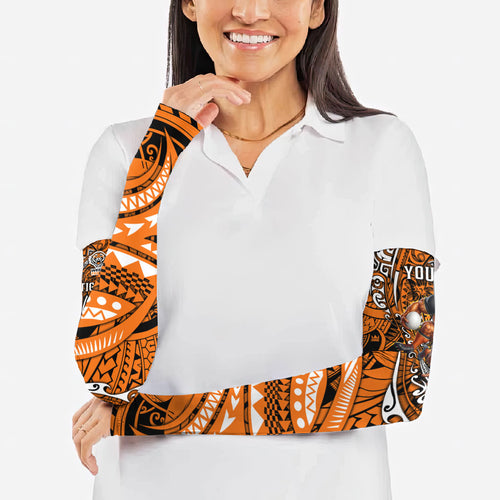 Personalised Wests Tigers Arm Sleeves Polynesian Tribal Art Style With Powerful Tiger Mascot