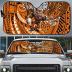Personalised Wests Tigers Auto Sun Shade Polynesian Tribal Art Style With Powerful Tiger Mascot