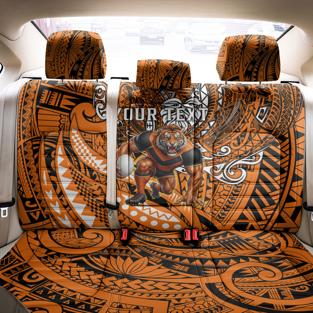Personalised Wests Tigers Back Car Seat Cover Polynesian Tribal Art Style With Powerful Tiger Mascot