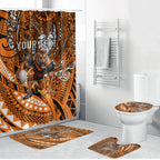 Personalised Wests Tigers Bathroom Set Polynesian Tribal Art Style With Powerful Tiger Mascot
