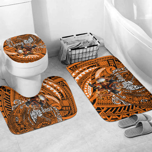 Personalised Wests Tigers Bathroom Set Polynesian Tribal Art Style With Powerful Tiger Mascot