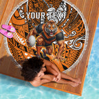 Personalised Wests Tigers Beach Blanket Polynesian Tribal Art Style With Powerful Tiger Mascot