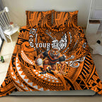 Personalised Wests Tigers Bedding Set Polynesian Tribal Art Style With Powerful Tiger Mascot