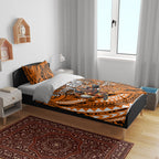 Personalised Wests Tigers Bedding Set Polynesian Tribal Art Style With Powerful Tiger Mascot
