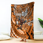 Personalised Wests Tigers Blanket Polynesian Tribal Art Style With Powerful Tiger Mascot