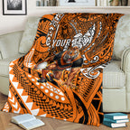 Personalised Wests Tigers Blanket Polynesian Tribal Art Style With Powerful Tiger Mascot