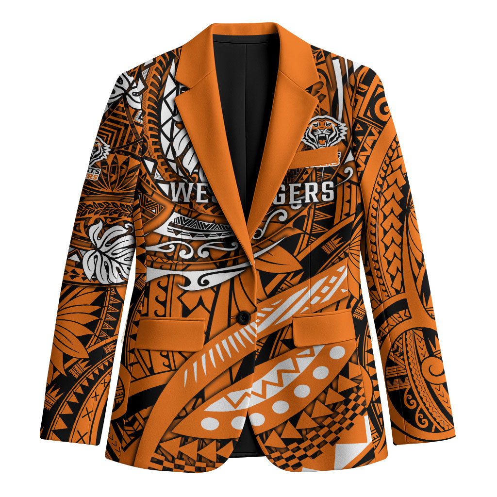 Personalised Wests Tigers Blazer Polynesian Tribal Art Style With Powerful Tiger Mascot