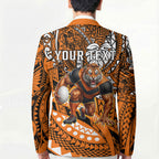 Personalised Wests Tigers Blazer Polynesian Tribal Art Style With Powerful Tiger Mascot