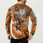 Personalised Wests Tigers Button Sweatshirt Polynesian Tribal Art Style With Powerful Tiger Mascot