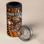 Personalised Wests Tigers 4 in 1 Can Cooler Tumbler Polynesian Tribal Art Style With Powerful Tiger Mascot