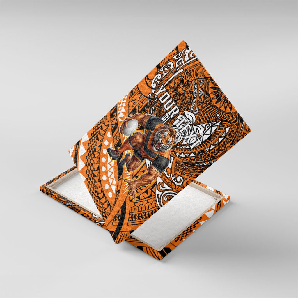 Personalised Wests Tigers Canvas Wall Art Polynesian Tribal Art Style With Powerful Tiger Mascot