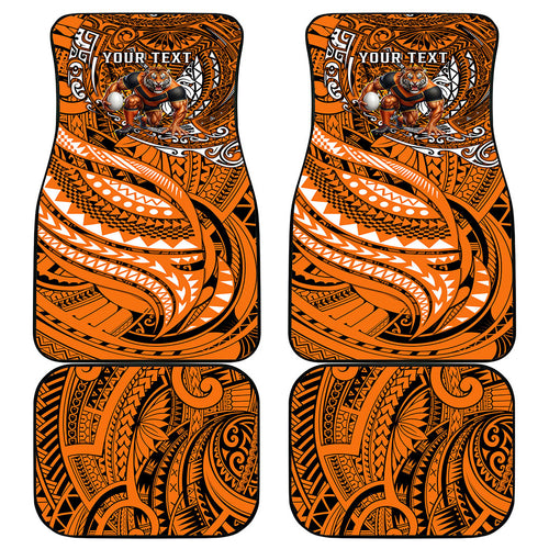 Personalised Wests Tigers Car Mats Polynesian Tribal Art Style With Powerful Tiger Mascot