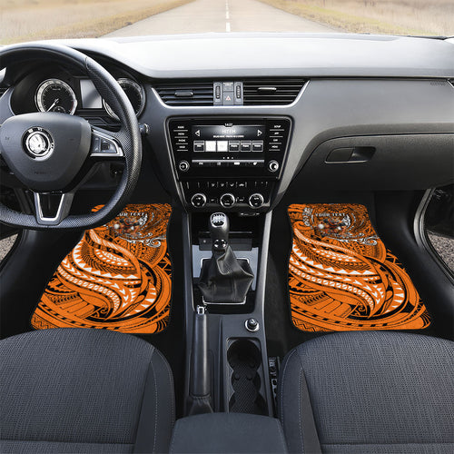 Personalised Wests Tigers Car Mats Polynesian Tribal Art Style With Powerful Tiger Mascot