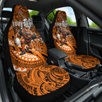 Personalised Wests Tigers Car Seat Cover Polynesian Tribal Art Style With Powerful Tiger Mascot