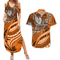 Personalised Wests Tigers Couples Matching Summer Maxi Dress and Hawaiian Shirt Polynesian Tribal Art Style With Powerful Tiger Mascot