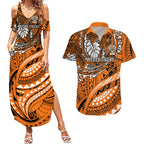 Personalised Wests Tigers Couples Matching Summer Maxi Dress and Hawaiian Shirt Polynesian Tribal Art Style With Powerful Tiger Mascot