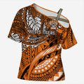 Personalised Wests Tigers Cross Shoulder Shirt Polynesian Tribal Art Style With Powerful Tiger Mascot