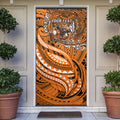 Personalised Wests Tigers Door Cover Polynesian Tribal Art Style With Powerful Tiger Mascot