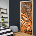Personalised Wests Tigers Door Cover Polynesian Tribal Art Style With Powerful Tiger Mascot