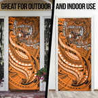 Personalised Wests Tigers Door Cover Polynesian Tribal Art Style With Powerful Tiger Mascot