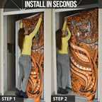 Personalised Wests Tigers Door Cover Polynesian Tribal Art Style With Powerful Tiger Mascot
