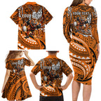 Personalised Wests Tigers Family Matching Long Sleeve Bodycon Dress and Hawaiian Shirt Polynesian Tribal Art Style With Powerful Tiger Mascot