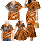 Personalised Wests Tigers Family Matching Mermaid Dress and Hawaiian Shirt Polynesian Tribal Art Style With Powerful Tiger Mascot