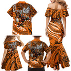 Personalised Wests Tigers Family Matching Mermaid Dress and Hawaiian Shirt Polynesian Tribal Art Style With Powerful Tiger Mascot