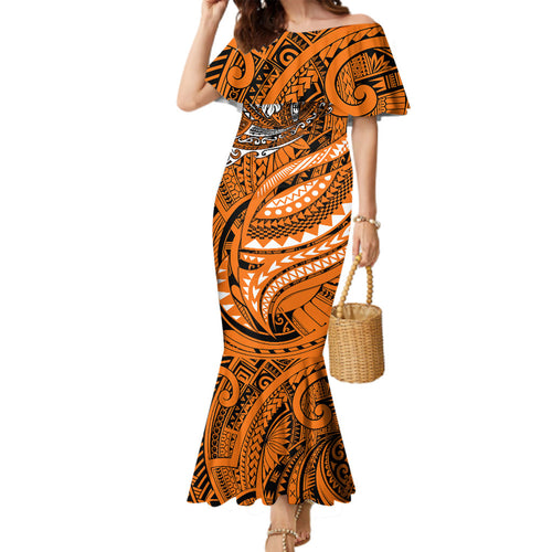 Personalised Wests Tigers Family Matching Mermaid Dress and Hawaiian Shirt Polynesian Tribal Art Style With Powerful Tiger Mascot