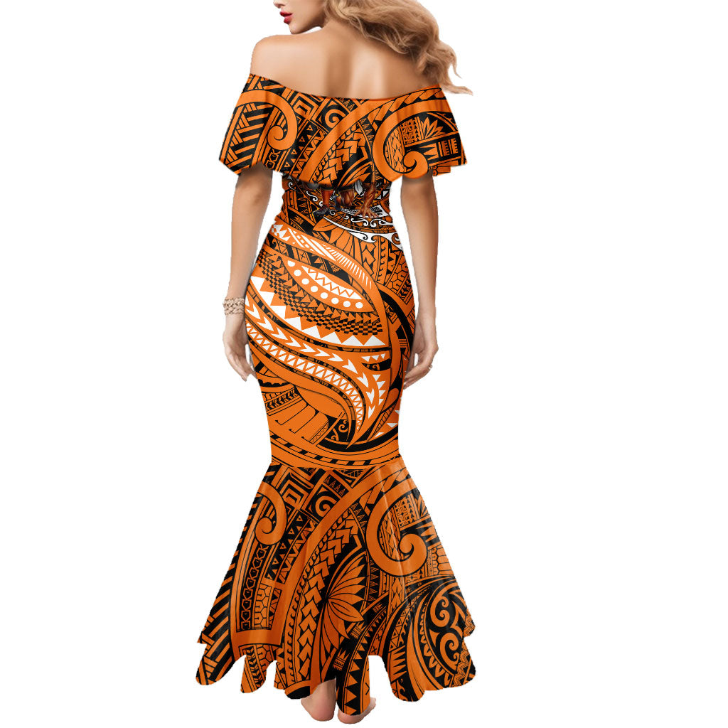 Personalised Wests Tigers Family Matching Mermaid Dress and Hawaiian Shirt Polynesian Tribal Art Style With Powerful Tiger Mascot