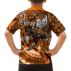 Personalised Wests Tigers Family Matching Off The Shoulder Long Sleeve Dress and Hawaiian Shirt Polynesian Tribal Art Style With Powerful Tiger Mascot