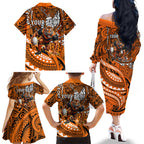 Personalised Wests Tigers Family Matching Off The Shoulder Long Sleeve Dress and Hawaiian Shirt Polynesian Tribal Art Style With Powerful Tiger Mascot