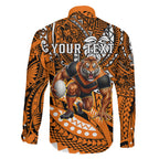 Personalised Wests Tigers Family Matching Off The Shoulder Long Sleeve Dress and Hawaiian Shirt Polynesian Tribal Art Style With Powerful Tiger Mascot