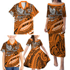 Personalised Wests Tigers Family Matching Puletasi and Hawaiian Shirt Polynesian Tribal Art Style With Powerful Tiger Mascot