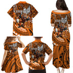 Personalised Wests Tigers Family Matching Puletasi and Hawaiian Shirt Polynesian Tribal Art Style With Powerful Tiger Mascot