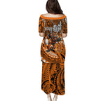 Personalised Wests Tigers Family Matching Puletasi and Hawaiian Shirt Polynesian Tribal Art Style With Powerful Tiger Mascot