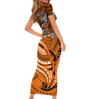 Personalised Wests Tigers Family Matching Short Sleeve Bodycon Dress and Hawaiian Shirt Polynesian Tribal Art Style With Powerful Tiger Mascot