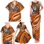 Personalised Wests Tigers Family Matching Tank Maxi Dress and Hawaiian Shirt Polynesian Tribal Art Style With Powerful Tiger Mascot