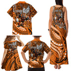 Personalised Wests Tigers Family Matching Tank Maxi Dress and Hawaiian Shirt Polynesian Tribal Art Style With Powerful Tiger Mascot