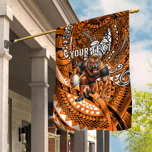 Personalised Wests Tigers Garden Flag Polynesian Tribal Art Style With Powerful Tiger Mascot