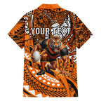 Personalised Wests Tigers Hawaiian Shirt Polynesian Tribal Art Style With Powerful Tiger Mascot