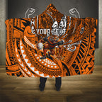 Personalised Wests Tigers Hooded Blanket Polynesian Tribal Art Style With Powerful Tiger Mascot