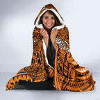 Personalised Wests Tigers Hooded Blanket Polynesian Tribal Art Style With Powerful Tiger Mascot