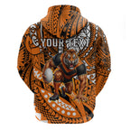 Personalised Wests Tigers Hoodie Polynesian Tribal Art Style With Powerful Tiger Mascot