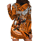 Personalised Wests Tigers Hoodie Dress Polynesian Tribal Art Style With Powerful Tiger Mascot