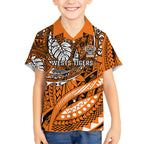 Personalised Wests Tigers Kid Hawaiian Shirt Polynesian Tribal Art Style With Powerful Tiger Mascot