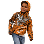 Personalised Wests Tigers Kid Hoodie Polynesian Tribal Art Style With Powerful Tiger Mascot