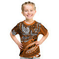 Personalised Wests Tigers Kid T Shirt Polynesian Tribal Art Style With Powerful Tiger Mascot
