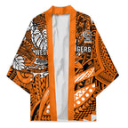 Personalised Wests Tigers Kimono Polynesian Tribal Art Style With Powerful Tiger Mascot